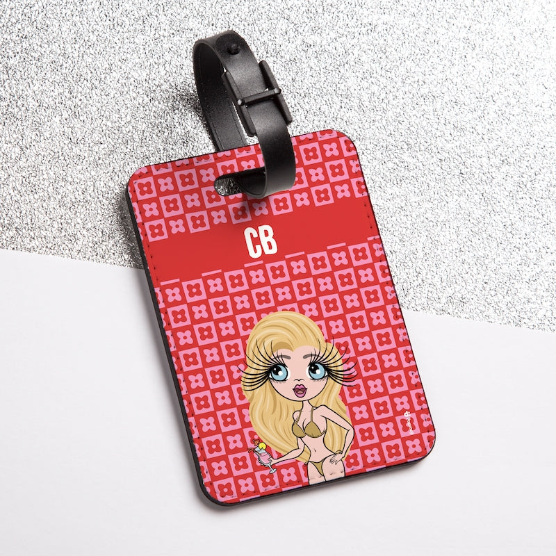 ClaireaBella Personalised Checkered Flower Luggage Tag - Image 3