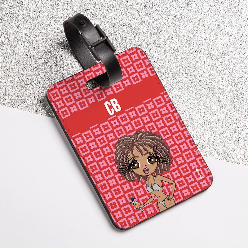 ClaireaBella Personalised Checkered Flower Luggage Tag - Image 1