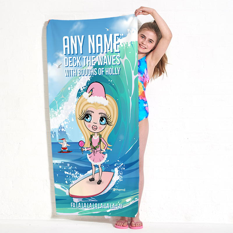ClaireaBella Girls Deck The Waves Beach Towel - Image 1