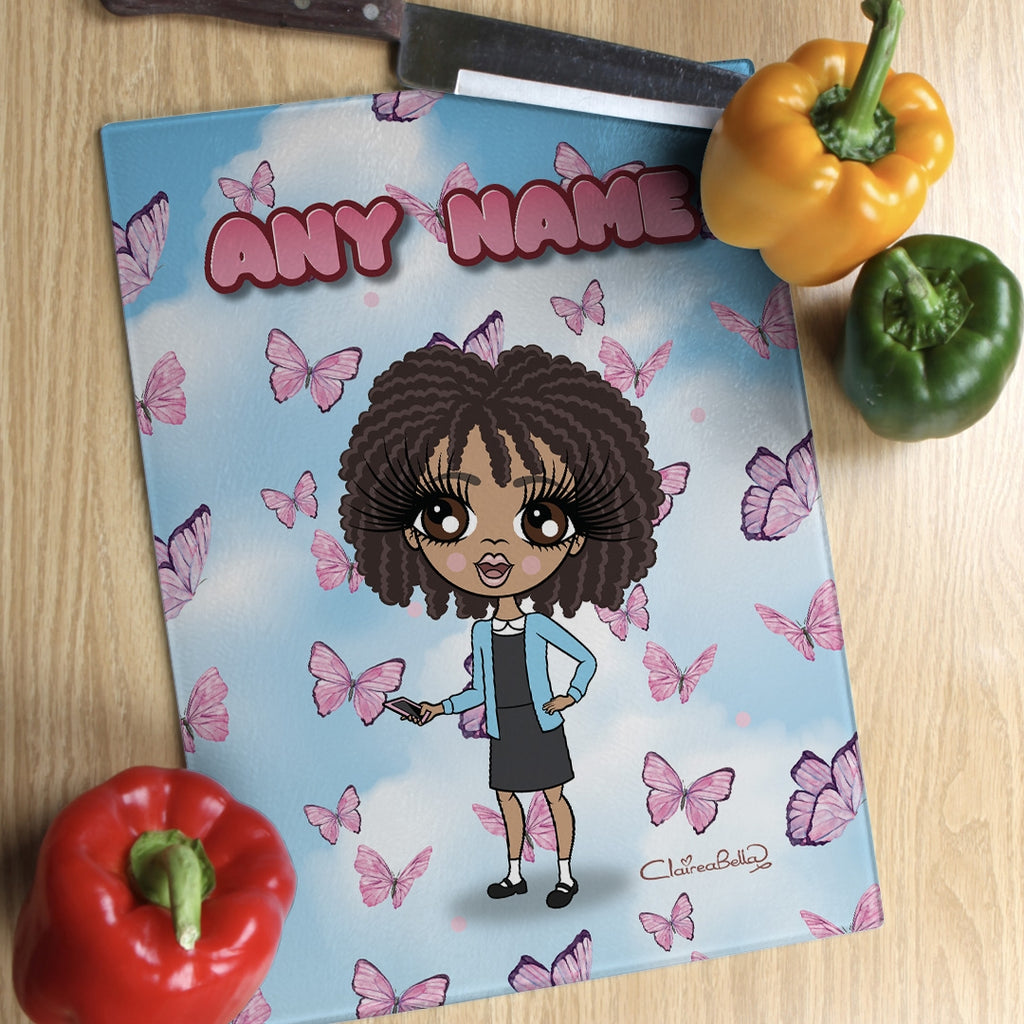 ClaireaBella Girls Glass Chopping Board - Butterflies - Image 1