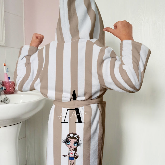 ClaireaBella Girls Lux Collection Initial Stripe Dressing Gown - Image 1