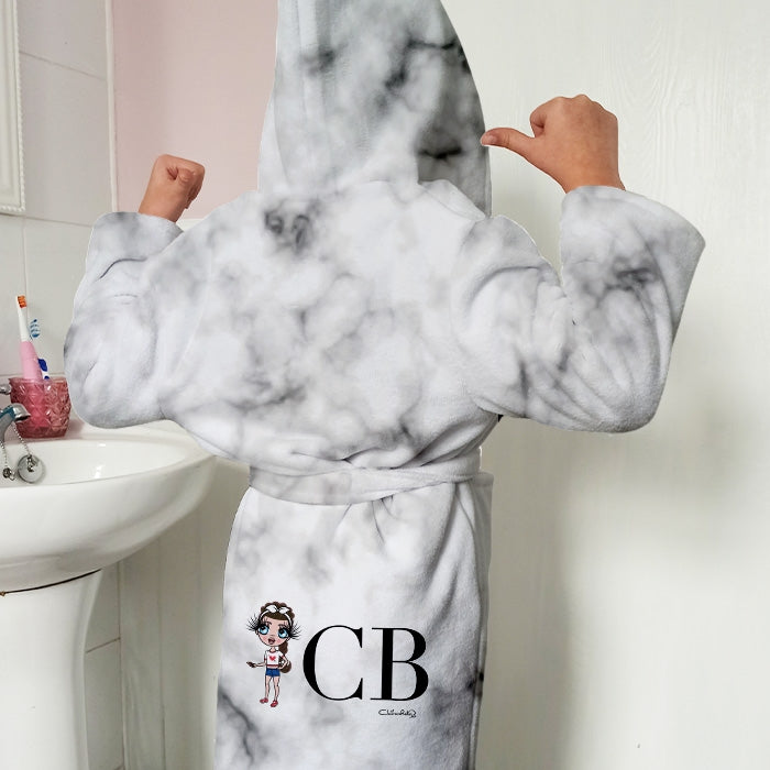 ClaireaBella Girls Lux Collection White Marble Dressing Gown - Image 1