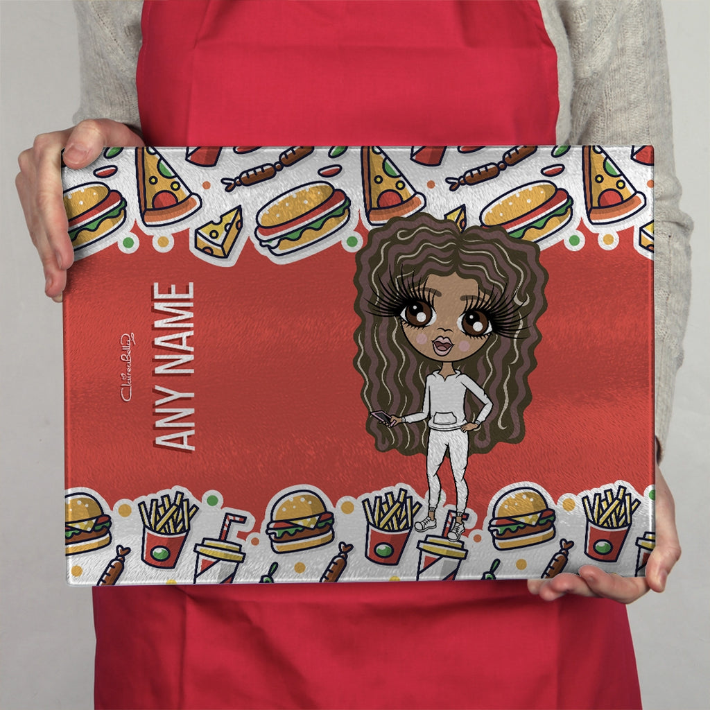 ClaireaBella Girls Landscape Glass Chopping Board - Fast Food - Image 4