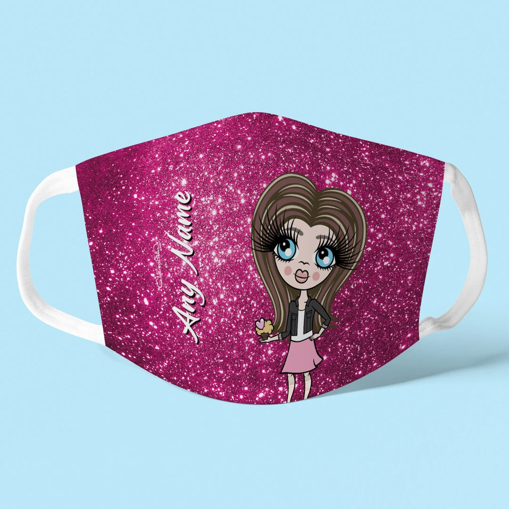ClaireaBella Girls Personalised Glitter Effect Reusable Face Covering - Image 1