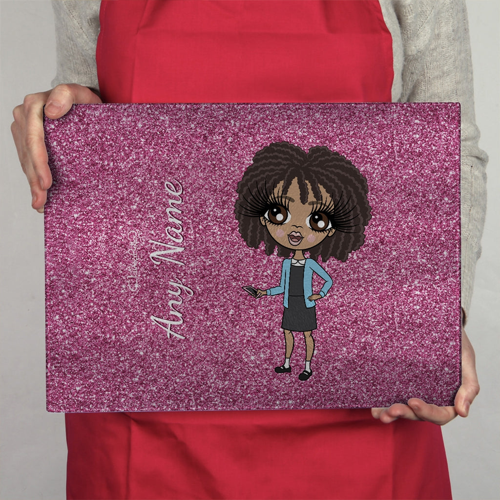 ClaireaBella Girls  Landscape Glass Chopping Board - Pink Glitter Effect - Image 6