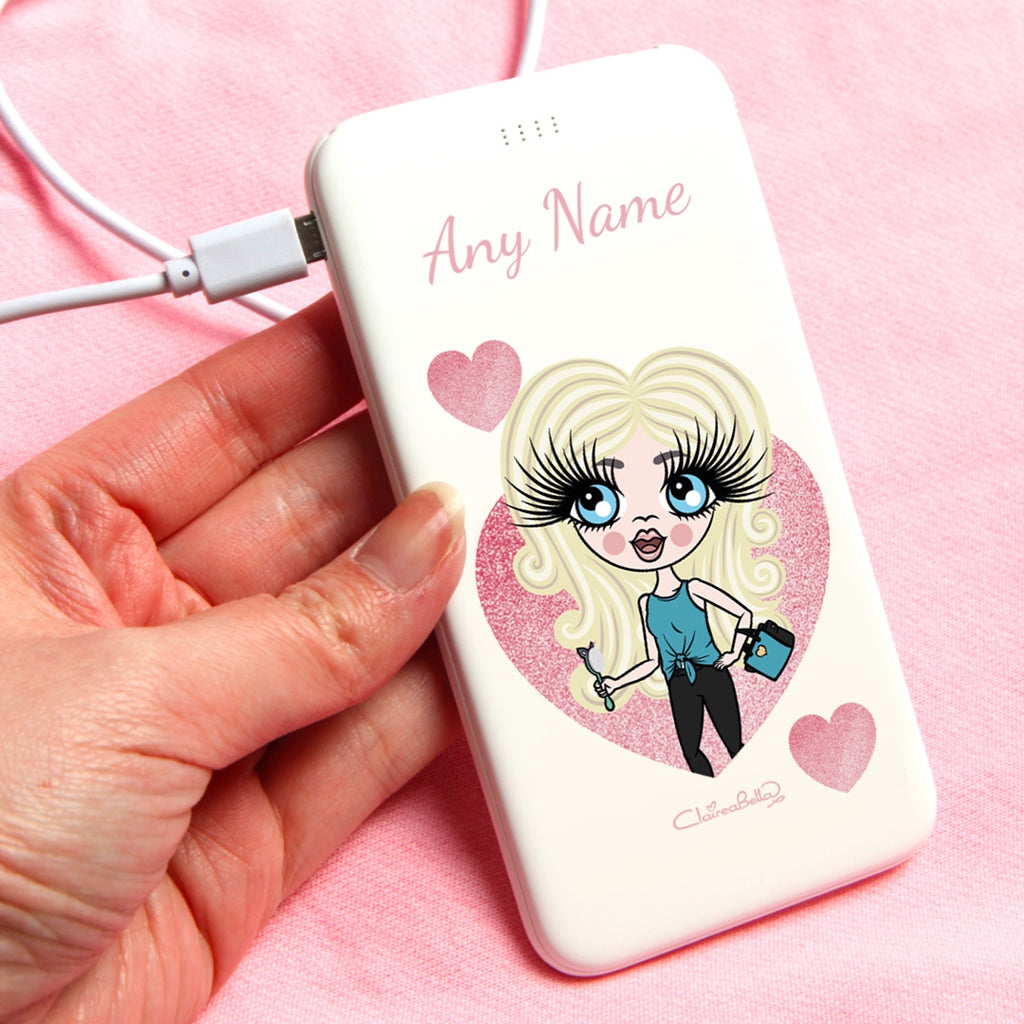 ClaireaBella Girls Glitter Heart Portable Power Bank - Image 1