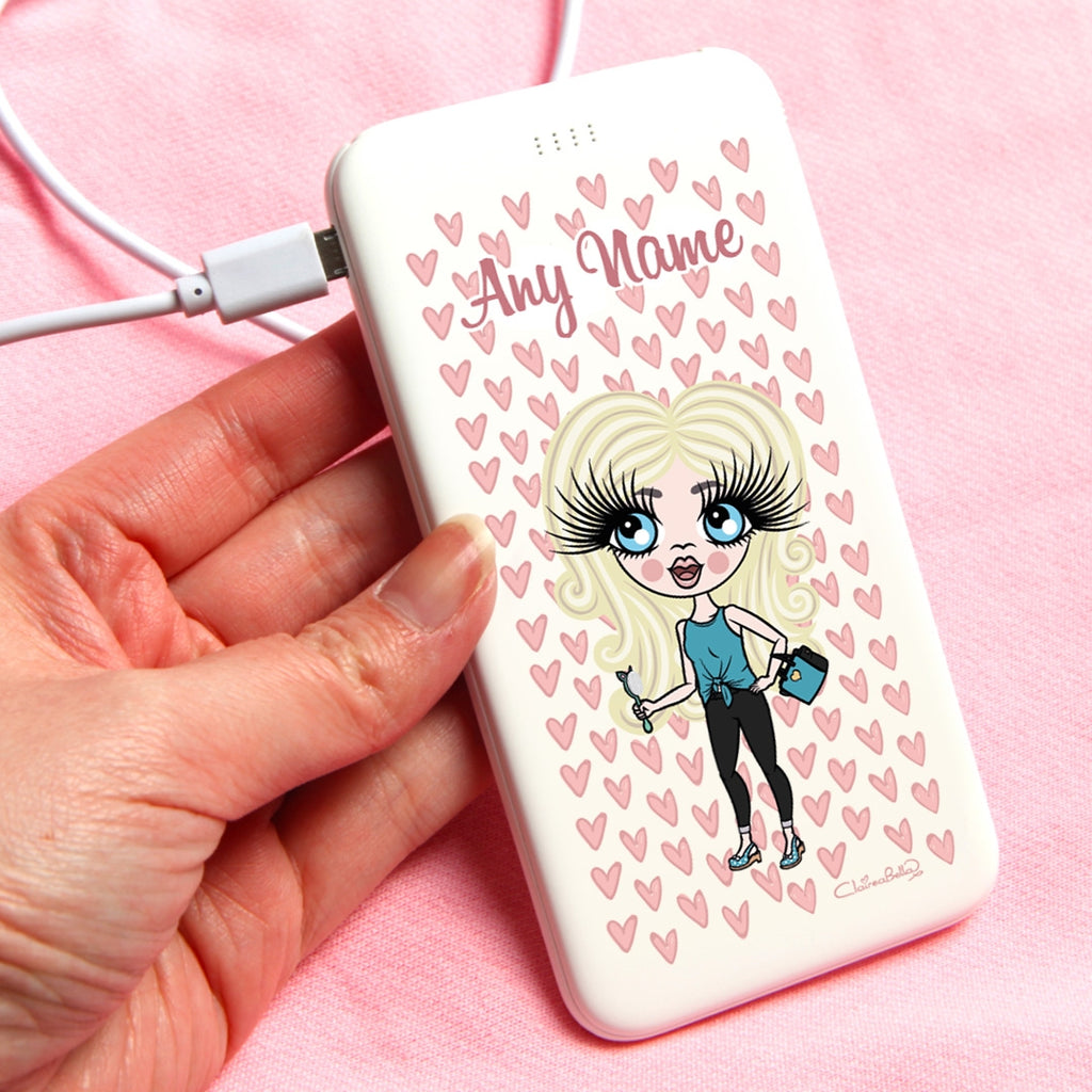 ClaireaBella Girls Heart Pattern Portable Power Bank - Image 1