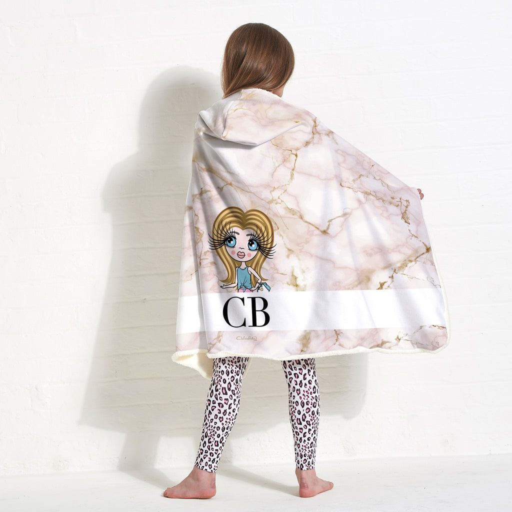 ClaireaBella Girls Lux Collection Pink Marble Hooded Blanket - Image 1