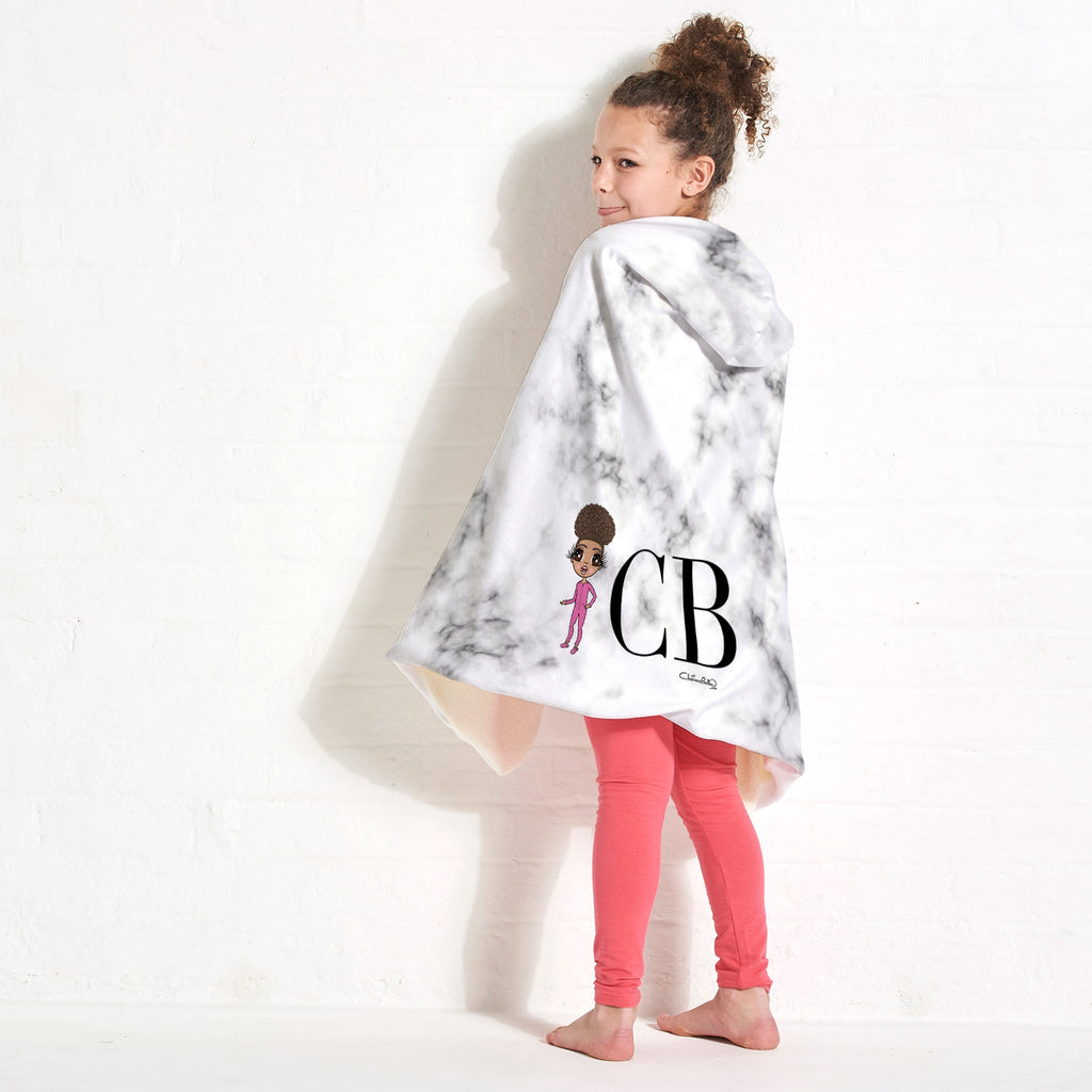 ClaireaBella Girls Lux Collection White Marble Hooded Blanket - Image 3