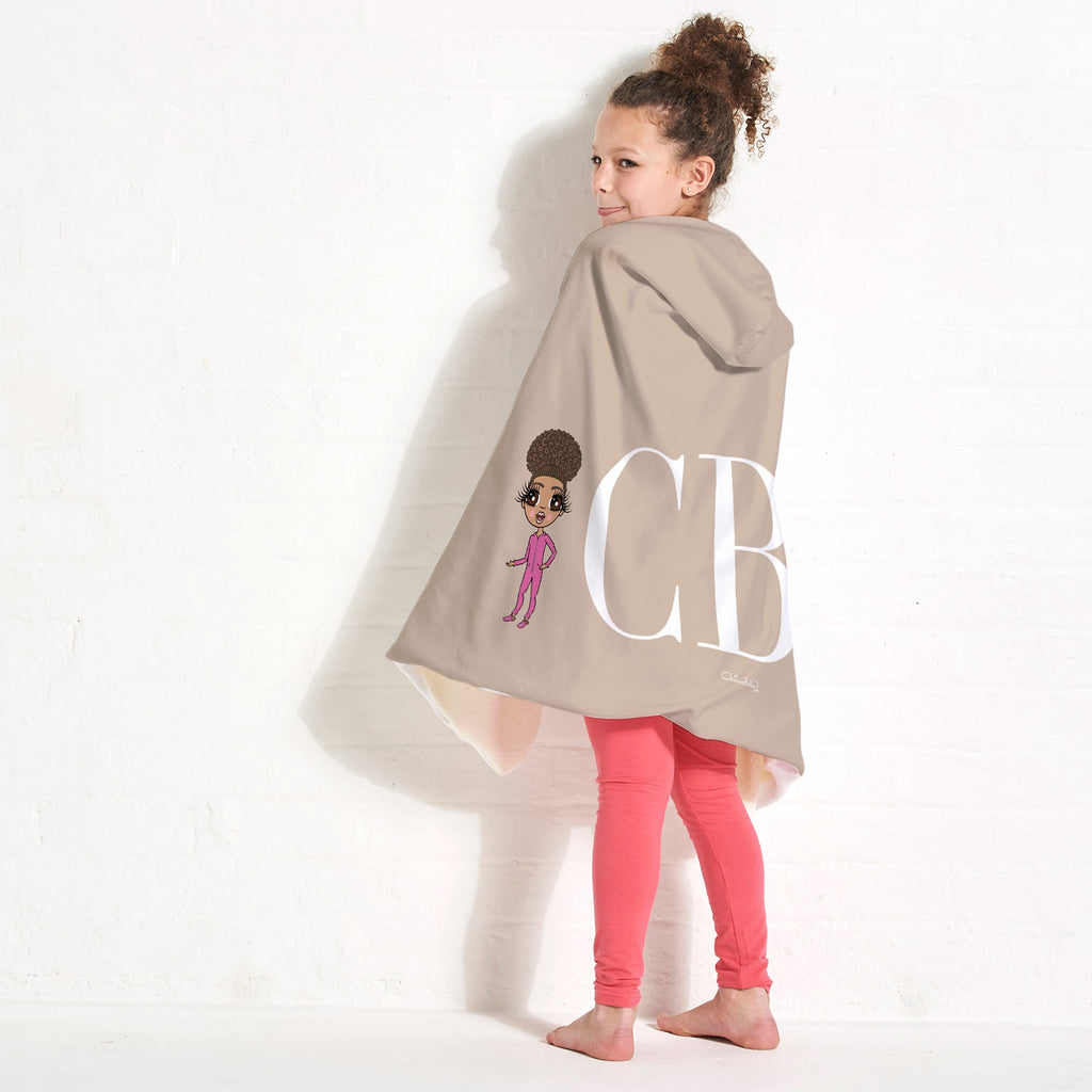 ClaireaBella Girls Lux Initial Nude Landscape Hooded Blanket - Image 1