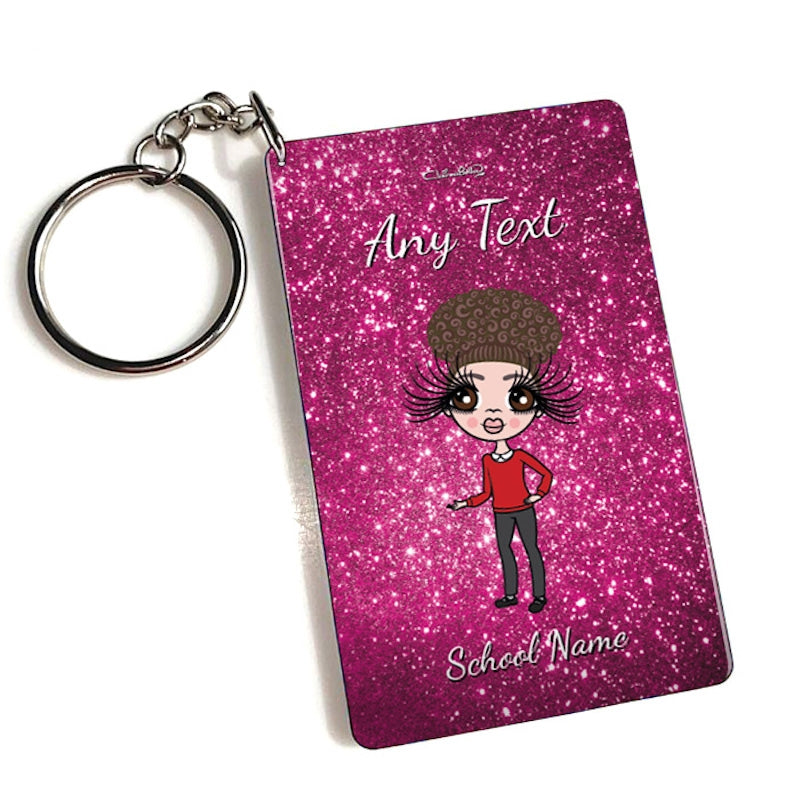 ClaireaBella Girls Personalised Pink Glitter Keyring - Image 1