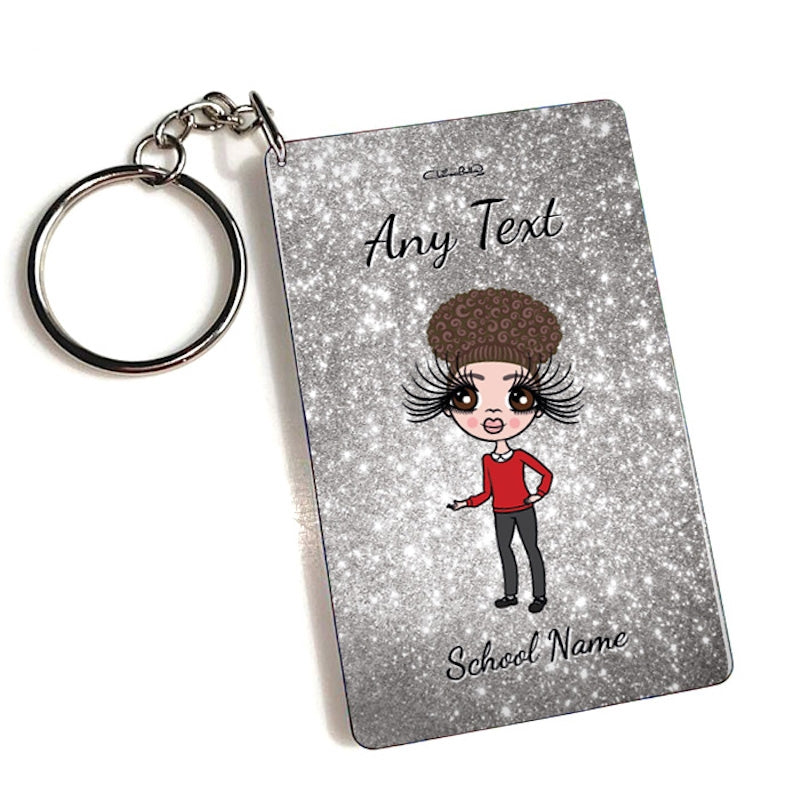 ClaireaBella Girls Personalised Silver Glitter Keyring - Image 1
