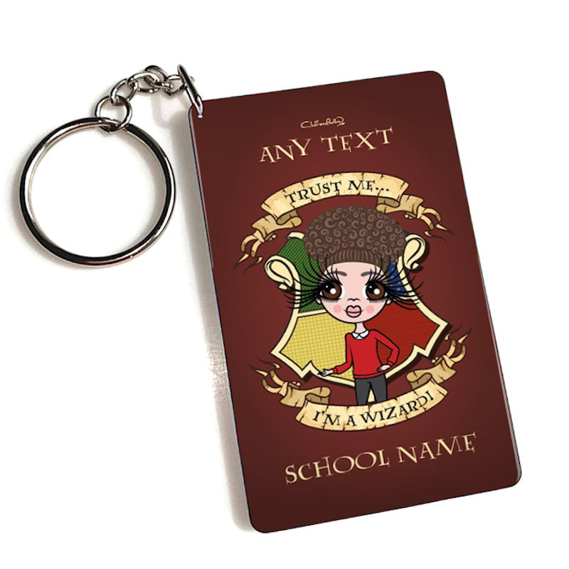 ClaireaBella Girls Personalised Wizard Keyring - Image 1