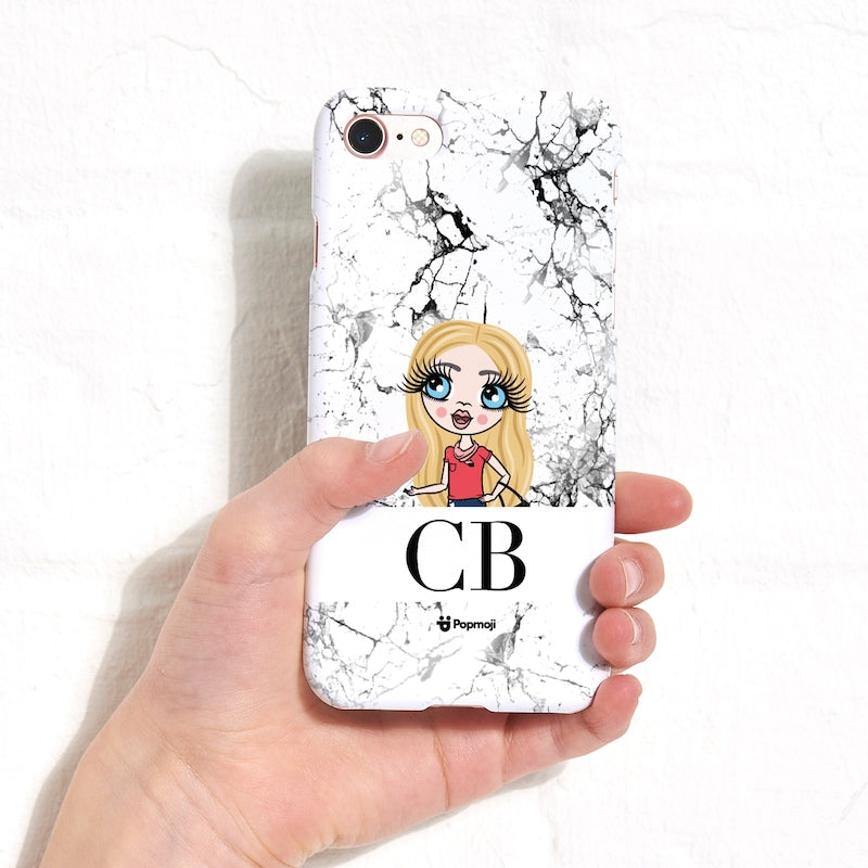 ClaireaBella Girls Personalised The LUX Collection Black and White Marble Phone Case - Image 5