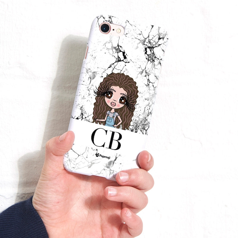 ClaireaBella Girls Personalised The LUX Collection Black and White Marble Phone Case - Image 1