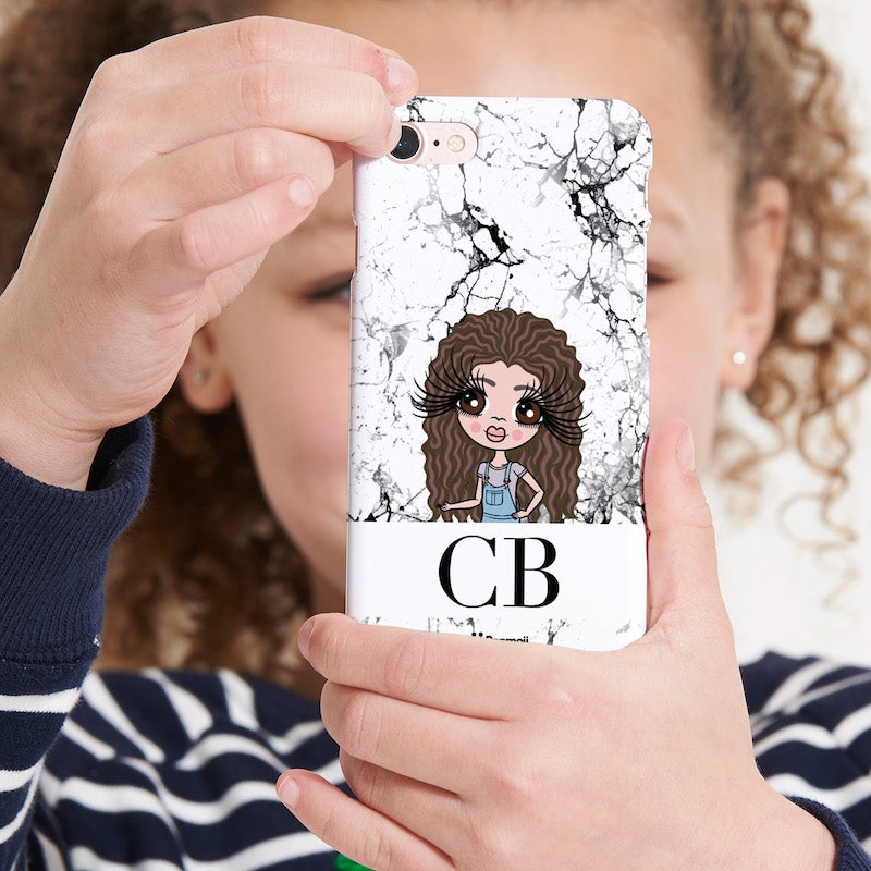 ClaireaBella Girls Personalised The LUX Collection Black and White Marble Phone Case - Image 3