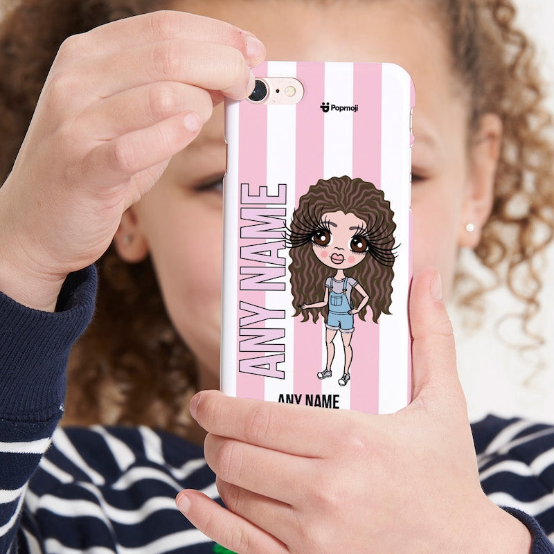 ClaireaBella Girl Personalised Pink Stripe Phone Case - Image 4