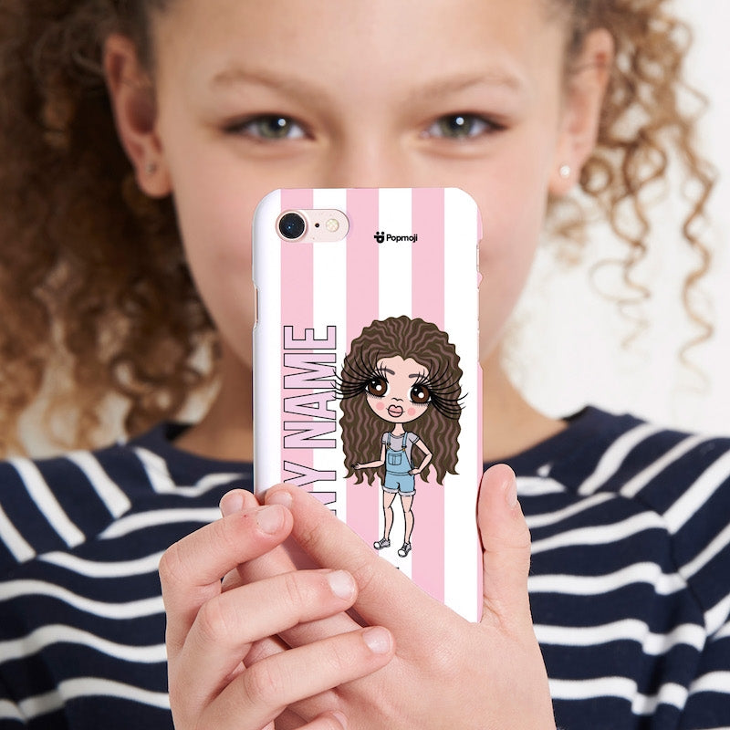 ClaireaBella Girl Personalised Pink Stripe Phone Case - Image 3