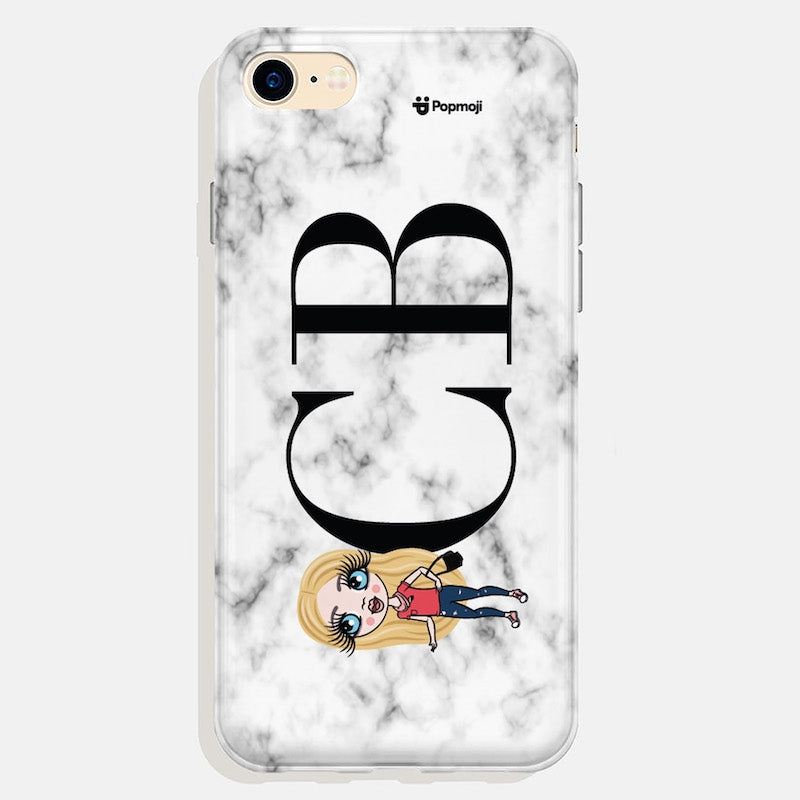 ClaireaBella Girls Personalised The LUX Collection White Marble Landscape Phone Case - Image 2