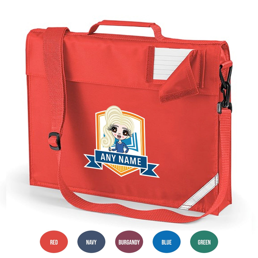 ClaireaBella Girls Premium Personalised School Emblem Orange Book Bag - Image 2