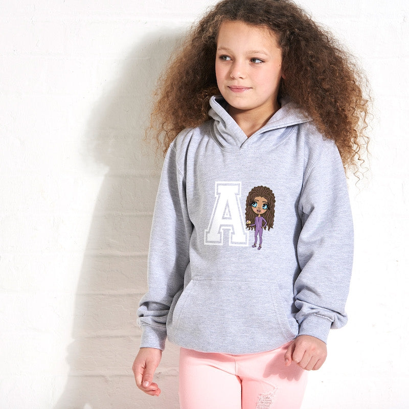 ClaireaBella Girls Varsity Large Central Initial Hoodie - Image 5