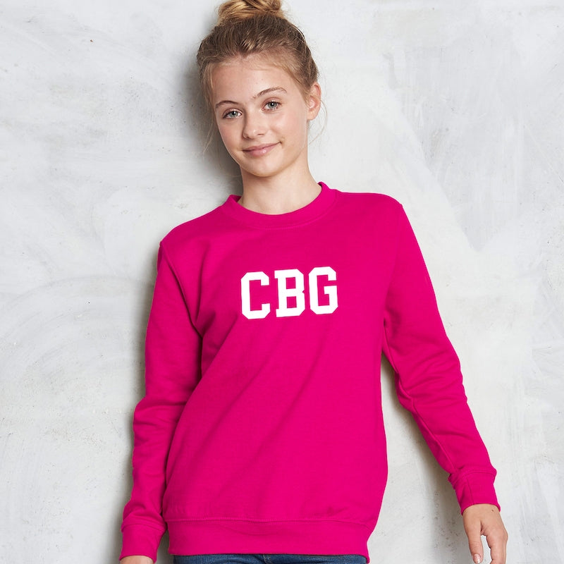 ClaireaBella Girls Varsity Central Initials Sweatshirt - Image 1