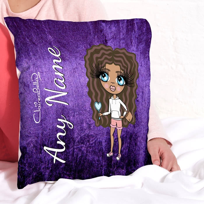 ClaireaBella Girls Square Cushion - Purple Velvet Effect - Image 1