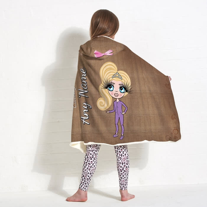 ClaireaBella Girls Jute Print Hooded Blanket - Image 1