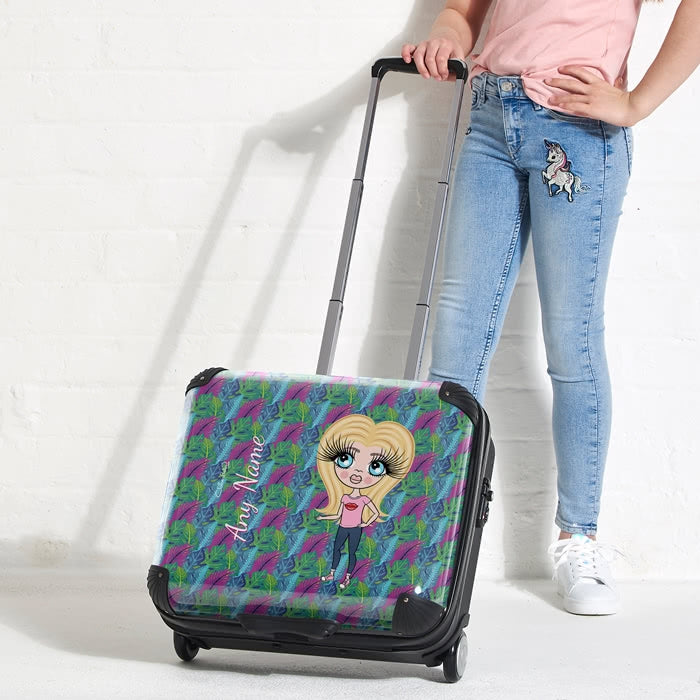 ClaireaBella Girls Neon Leaf Weekend Suitcase - Image 3