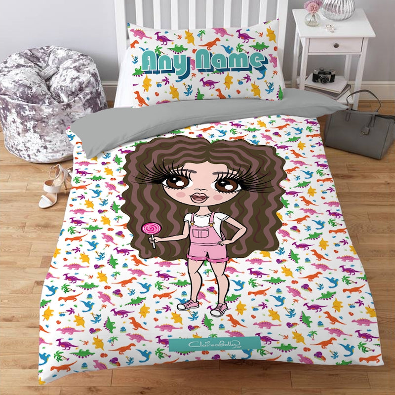 ClaireaBella Girls Personalised Dinosaur Bedding - Image 1