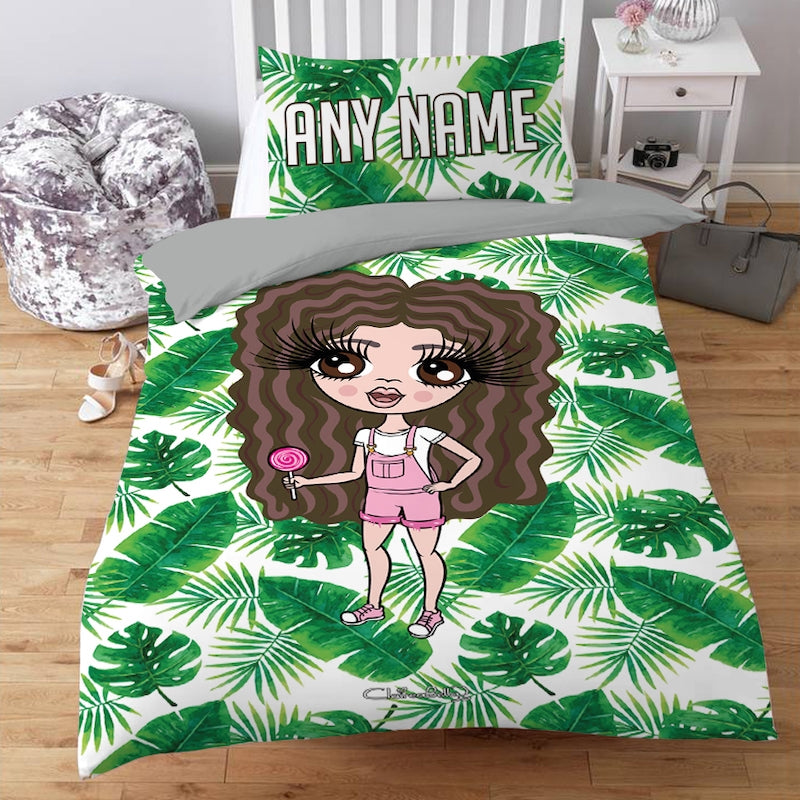 ClaireaBella Girls Personalised Tropical Leaf Bedding - Image 1