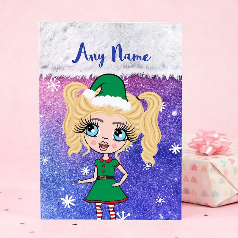 ClaireaBella Girls Galaxy Glitter Stocking Christmas Card - Image 3