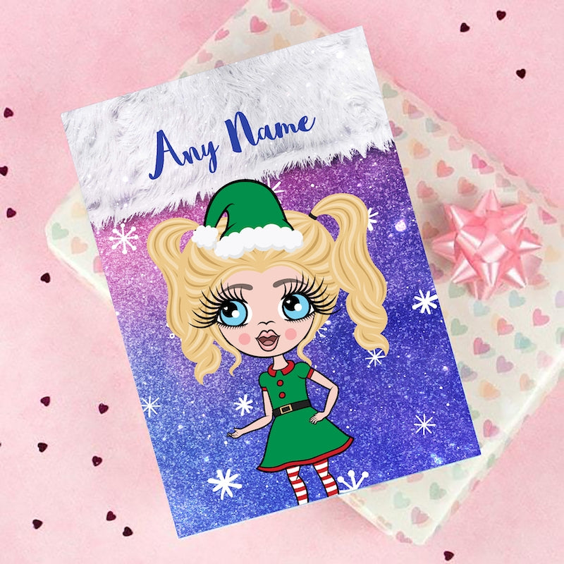 ClaireaBella Girls Galaxy Glitter Stocking Christmas Card - Image 1