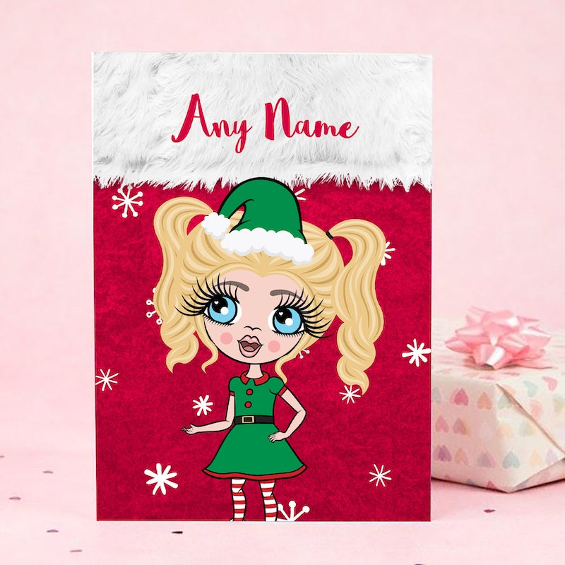 ClaireaBella Girls Snowflake Stocking Christmas Card - Image 4