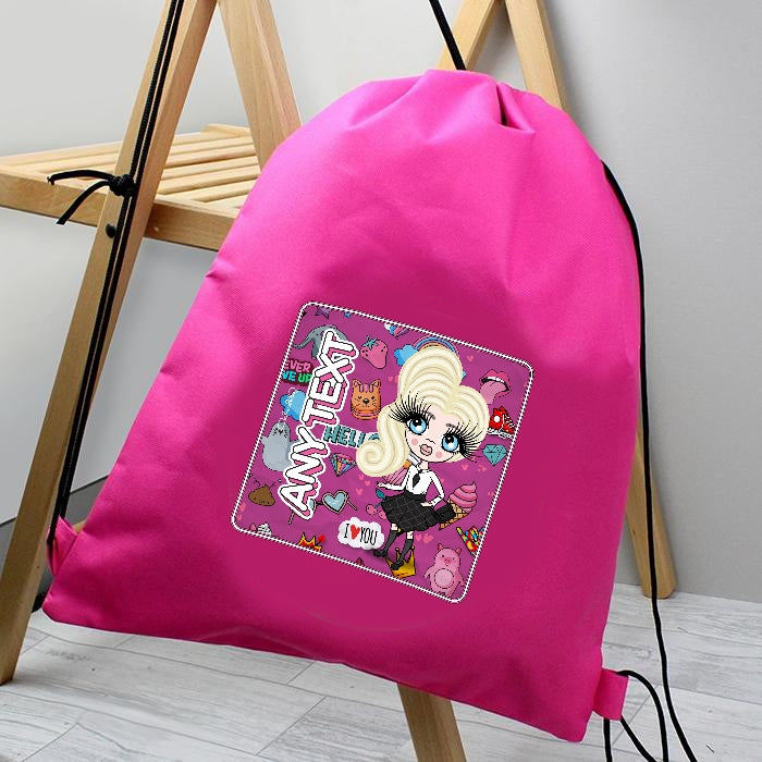 ClaireaBella Girls Fun Stickers Drawstring Bag - Image 1