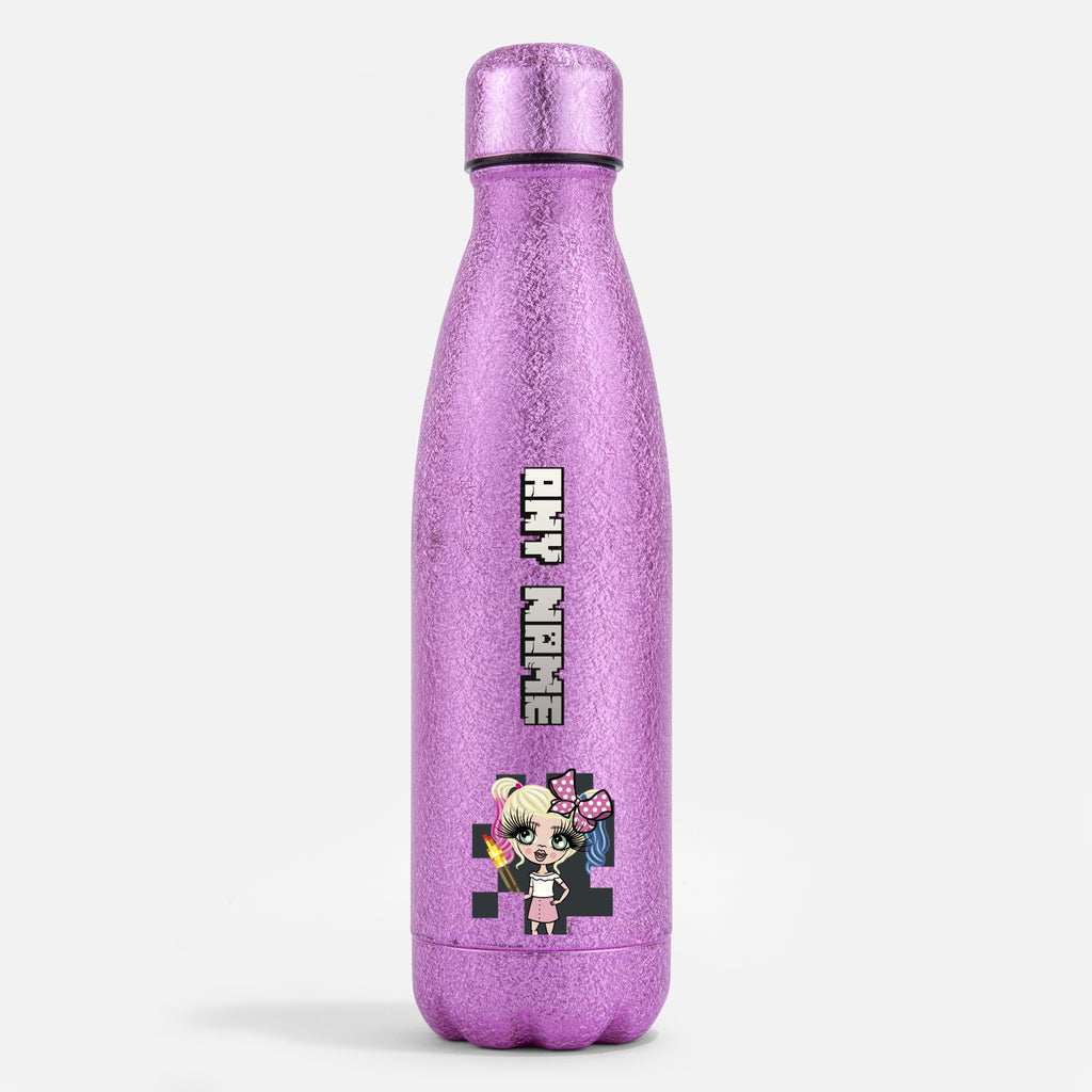 ClaireaBella Girls Pink Glitter Water Bottle Gaming Blocks - Image 1