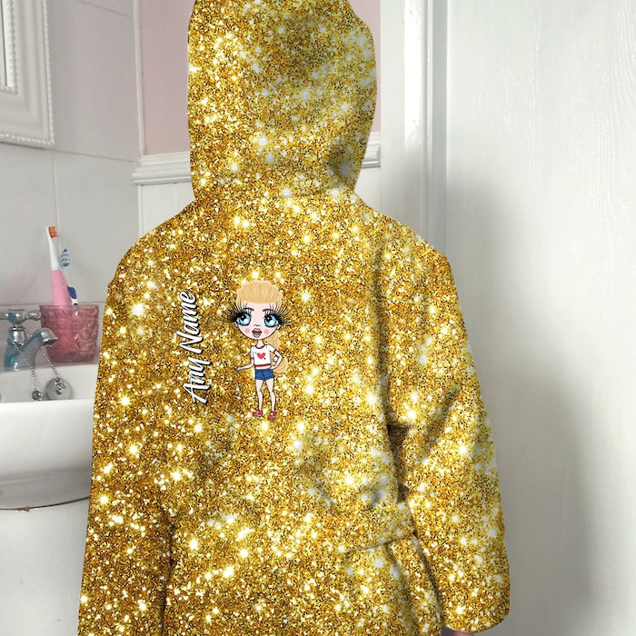 ClaireaBella Girls Gold Glitter Effect Dressing Gown - Image 3