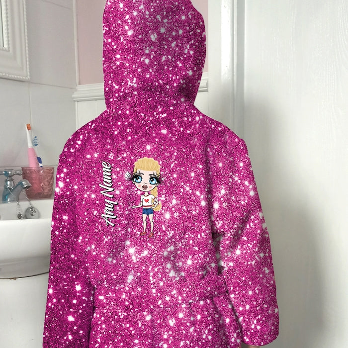 ClaireaBella Girls Pink Glitter Effect Dressing Gown - Image 3