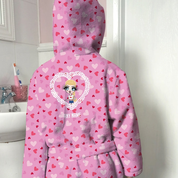 ClaireaBella Girls Heart Print Dressing Gown - Image 1