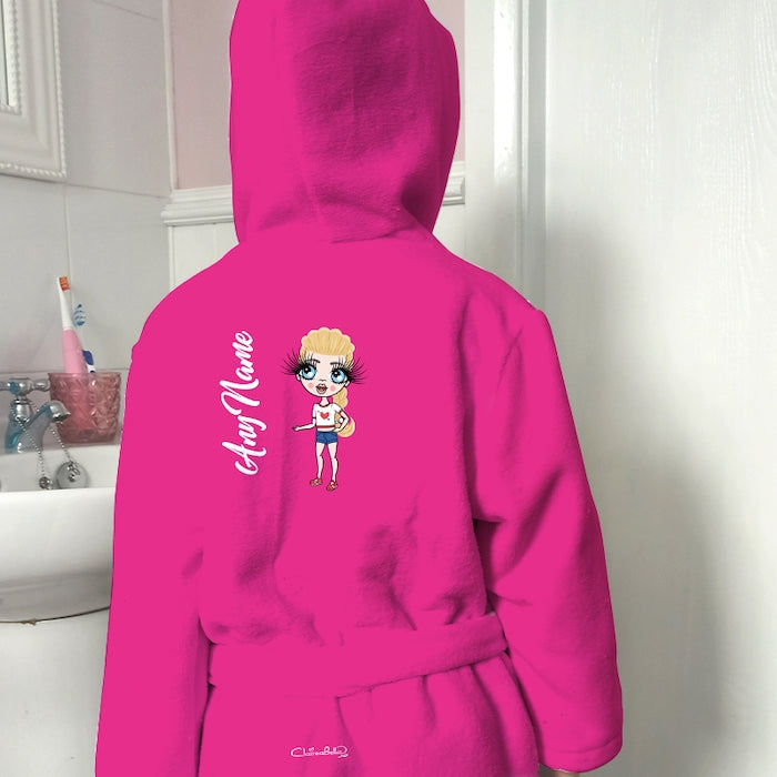 ClaireaBella Girls Hot Pink Dressing Gown - Image 3