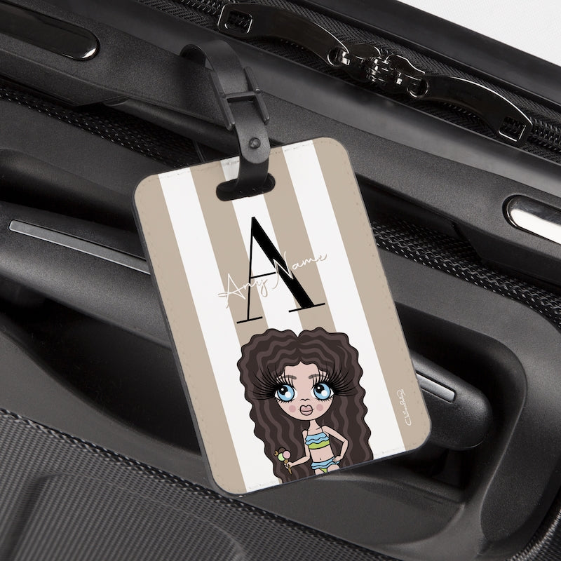 ClaireaBella Girls The LUX Collection Initial Stripe Luggage Tag - Image 2