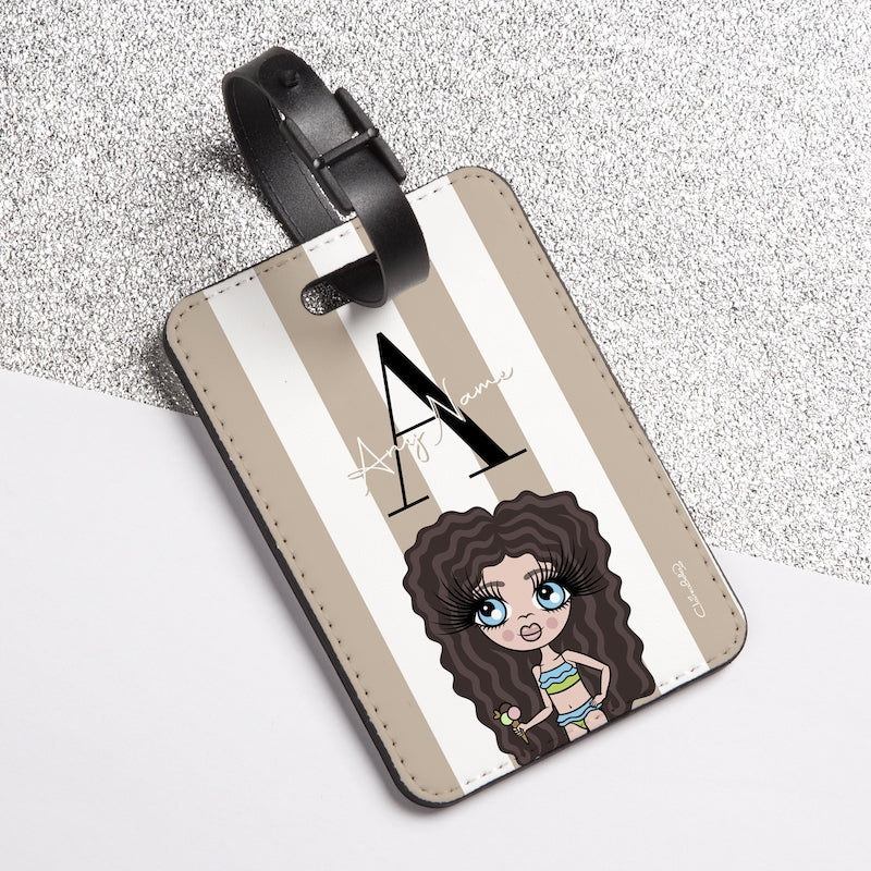 ClaireaBella Girls The LUX Collection Initial Stripe Luggage Tag - Image 1