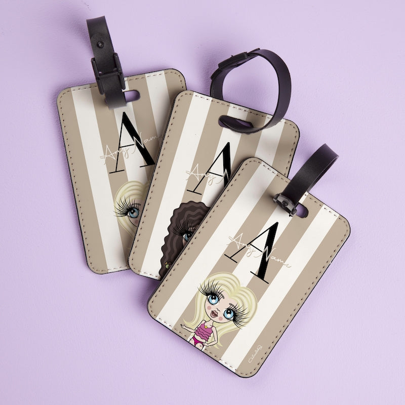 ClaireaBella Girls The LUX Collection Initial Stripe Luggage Tag - Image 3