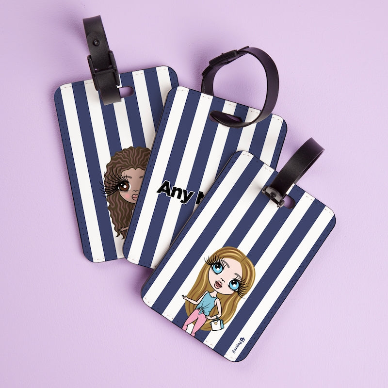 ClaireaBella Girls Personalised Navy Stripe Luggage Tag - Image 4