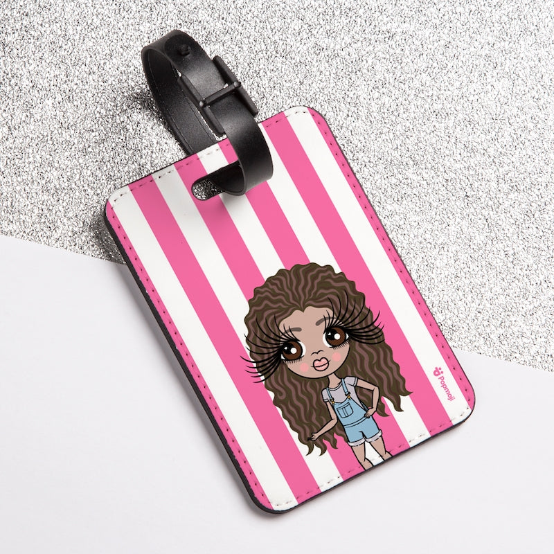 ClaireaBella Girls Personalised Pink Stripe Luggage Tag - Image 1