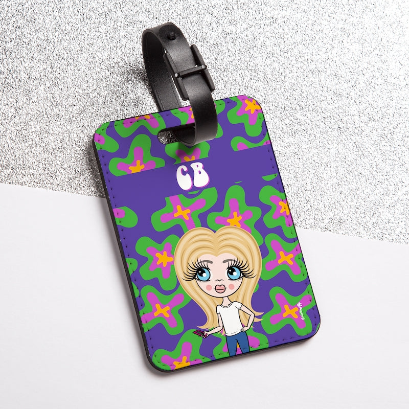 ClaireaBella Girls Personalised Flower Power Luggage Tag - Image 1