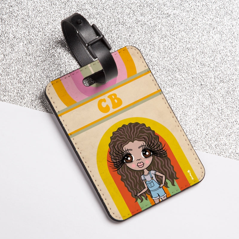 ClaireaBella Girls Personalised Retro Rainbow Luggage Tag - Image 1