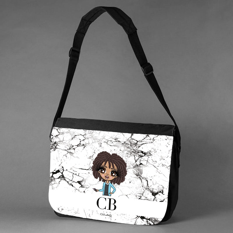 ClaireaBella Girls The LUX Collection Black and White Marble Messenger Bag - Image 3