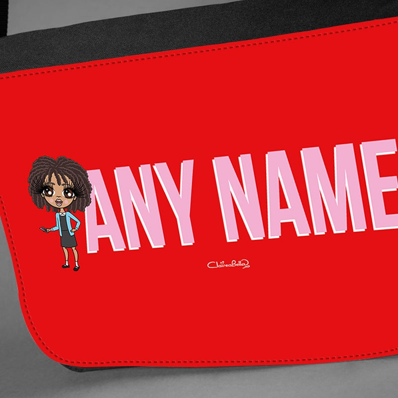 ClaireaBella Girls Personalised Red Bold Name Messenger Bag - Image 2