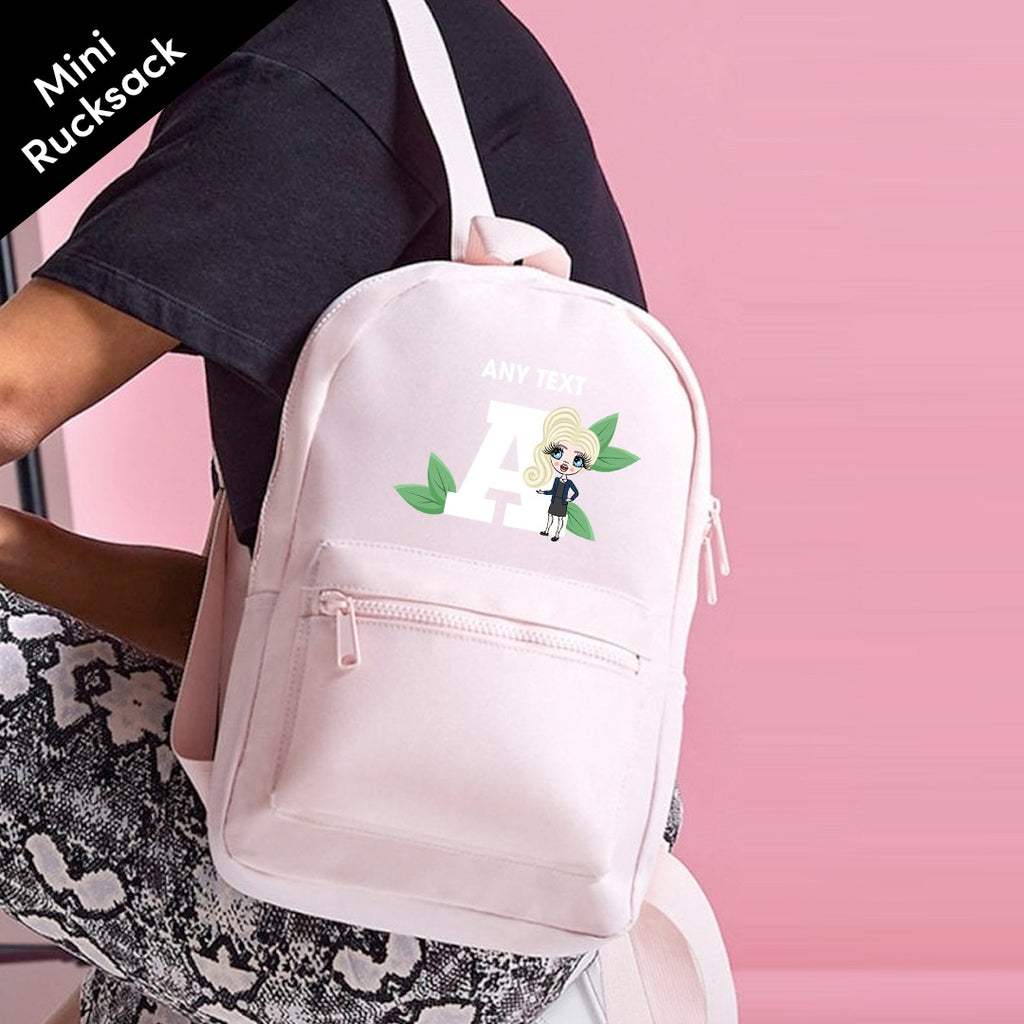 ClaireaBella Girls Personalised Initial Leaf Mini Rucksack - Image 1